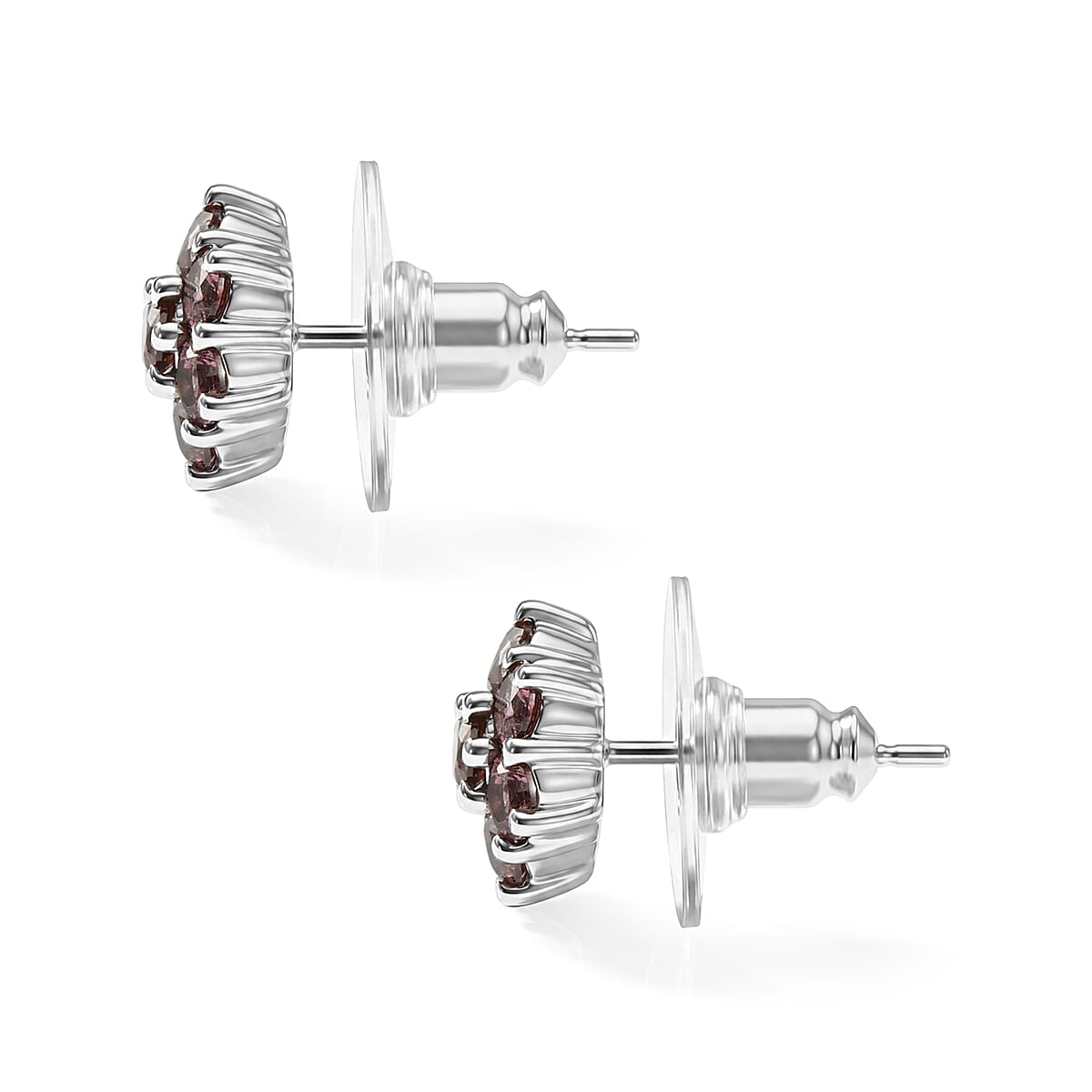 EverTrue Simulated Orchid Diamond Solitaire Stud Earrings in Stainless Steel image number 2