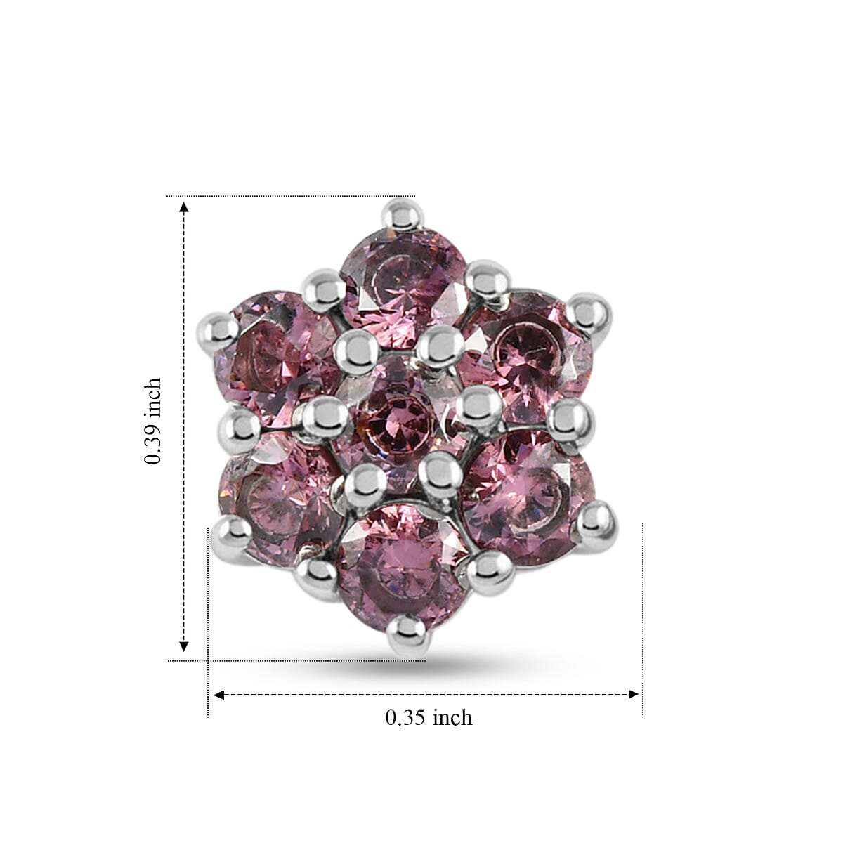 EverTrue Simulated Orchid Diamond Solitaire Stud Earrings in Stainless Steel image number 3