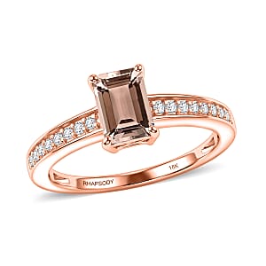 Rhapsody AAA Marropino Morganite and Diamond G-H SI 1.04 ctw Ring in 18K Rose Gold (Size 7.5)