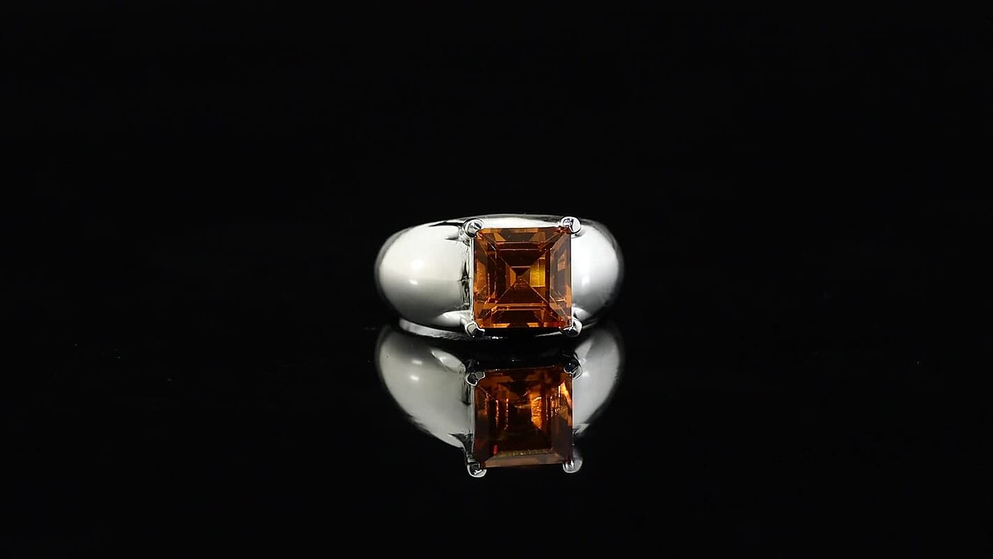 EverTrue Lab Created Orange Sapphire Solitaire Ring in Platinum Bond (Size 6.0) 4.20 ctw