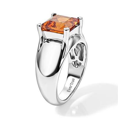 EverTrue Lab Created Orange Sapphire 4.20 ctw Solitaire Ring in Platinum Bond (Size 6.0)