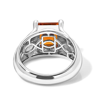 EverTrue Lab Created Orange Sapphire 4.20 ctw Solitaire Ring in Platinum Bond (Size 6.0)