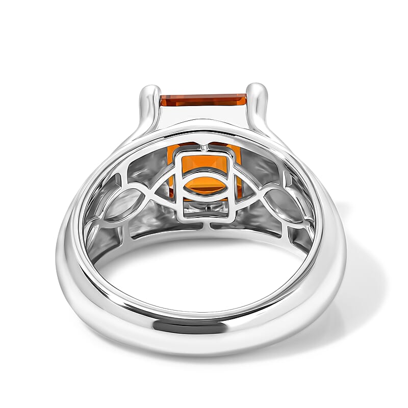 EverTrue Lab Created Orange Sapphire 4.20 ctw Solitaire Ring in Platinum Bond (Size 6.0)