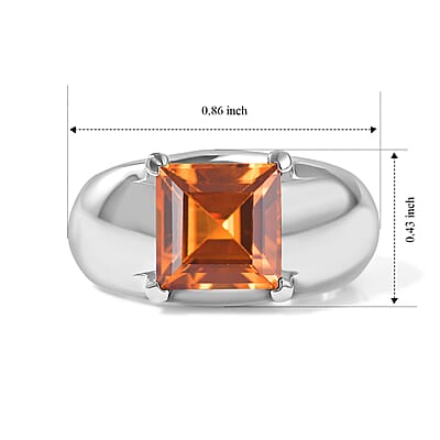 EverTrue Lab Created Orange Sapphire 4.20 ctw Solitaire Ring in Platinum Bond (Size 6.0)