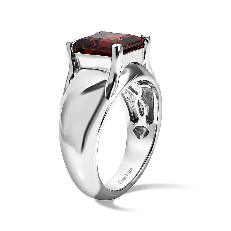 EverTrue Mozambique Garnet 3.10 ctw Solitaire Ring in Platinum Bond (Size 7.0)