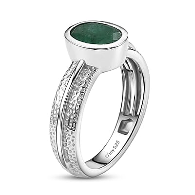 D'Joy Socoto Emerald 1.30 ctw Solitaire Ring in Platinum Over Sterling Silver (Size  6) 1.