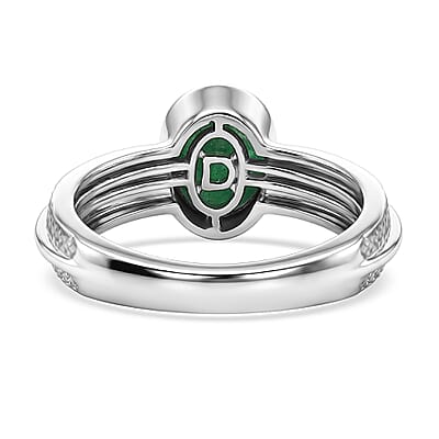 D'Joy Socoto Emerald 1.30 ctw Solitaire Ring in Platinum Over Sterling Silver (Size  6) 1.