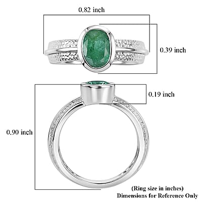 D'Joy Socoto Emerald 1.30 ctw Solitaire Ring in Platinum Over Sterling Silver (Size  6) 1.