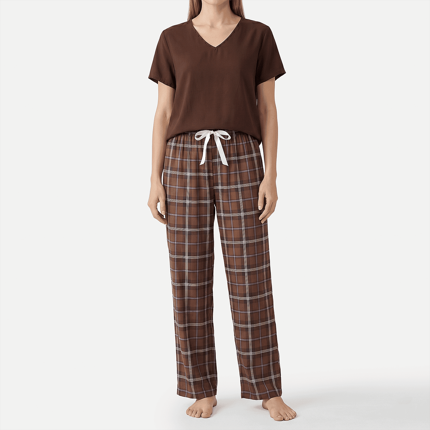 La Marey Dark Brown Tops and Flowy Wide Leg Pants - One Size Fits Most