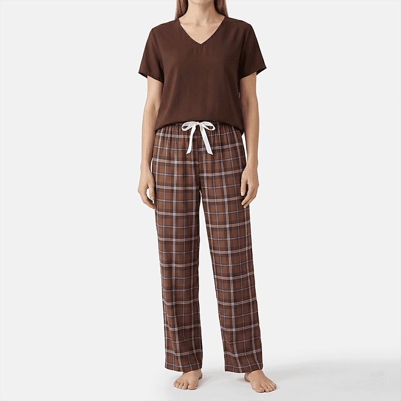 La Marey Dark Brown Tops and Flowy Wide Leg Pants - One Size Fits Most