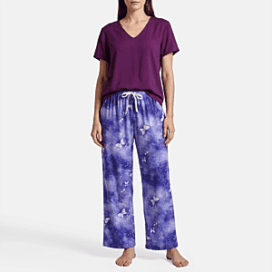 La Marey Purple Tops and Flowy Wide Leg Pants - One Size Fits Most