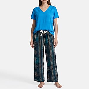 La Marey Teal Tops and Flowy Wide Leg Pants - One Size Fits Most