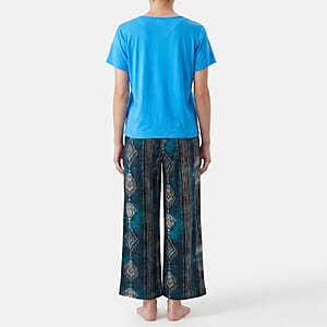 La Marey Teal Tops and Flowy Wide Leg Pants - One Size Fits Most