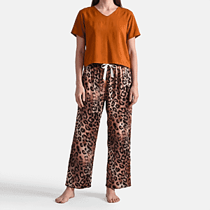 La Marey Brown Tops and Flowy Wide Leg Pants - One Size Fits Most