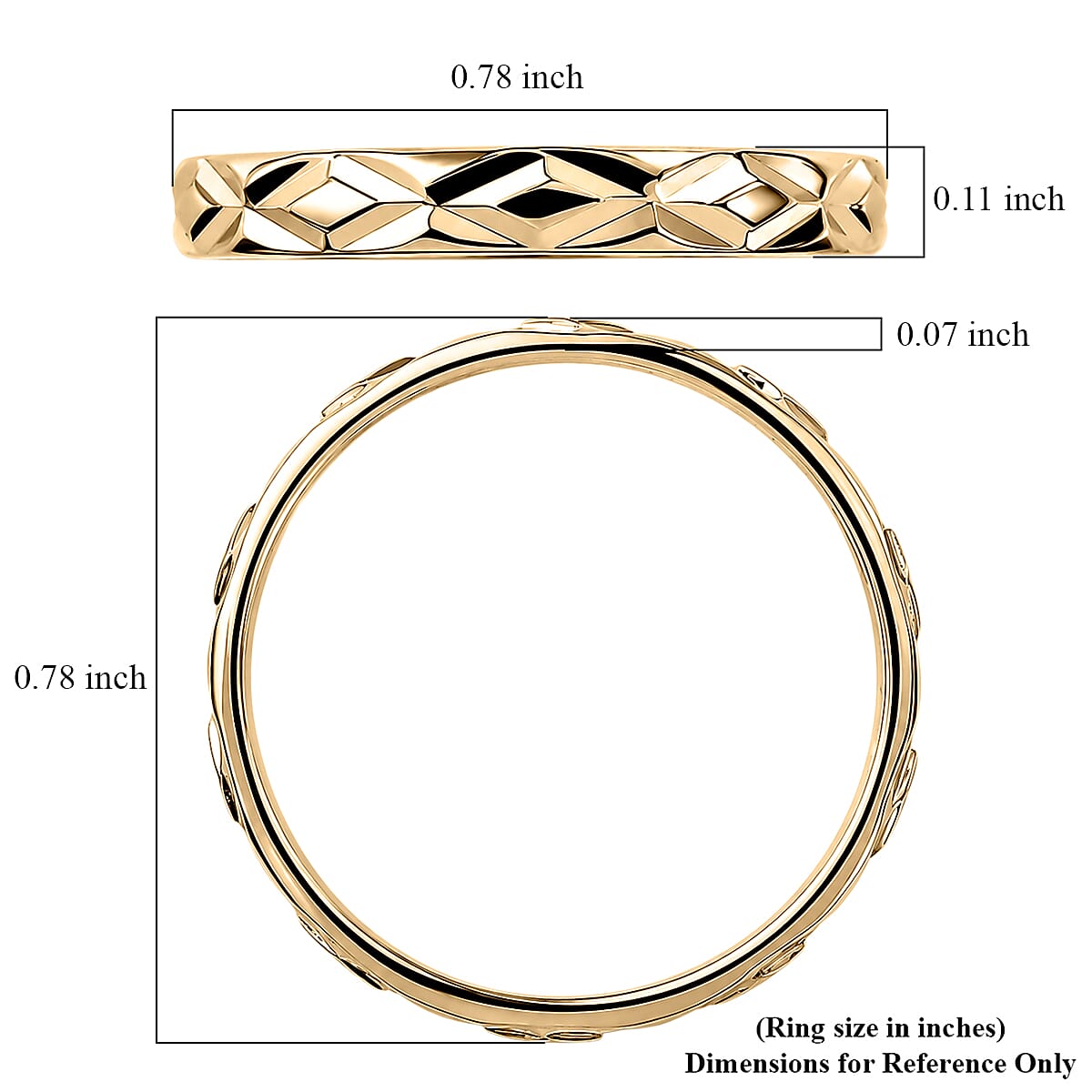 Diamond-cut Band Ring in 10K Green Gold (Size 7.0) 1.25 Grams
