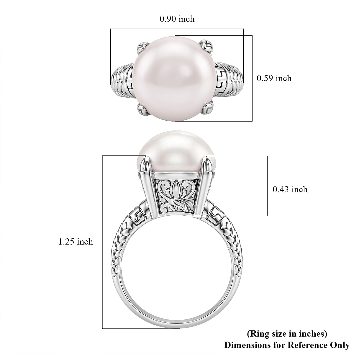 Bali Legacy Pink Mabe Pearl Ring in Sterling Silver (Size 9.0)