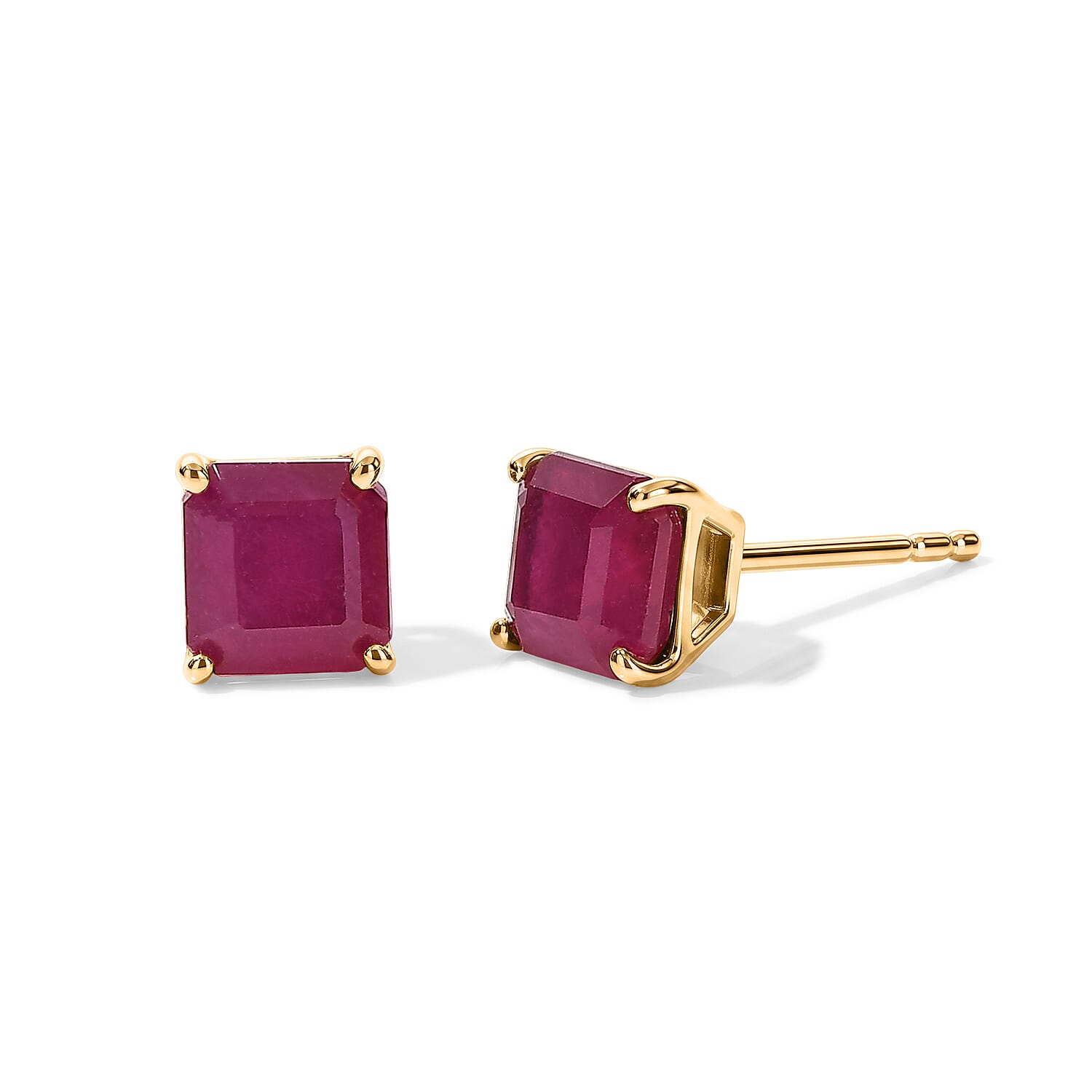 D'Joy Niassa Ruby (FF) 3.60 ctw Earrings in 18K Vermeil Yellow Gold Over Sterling Silver