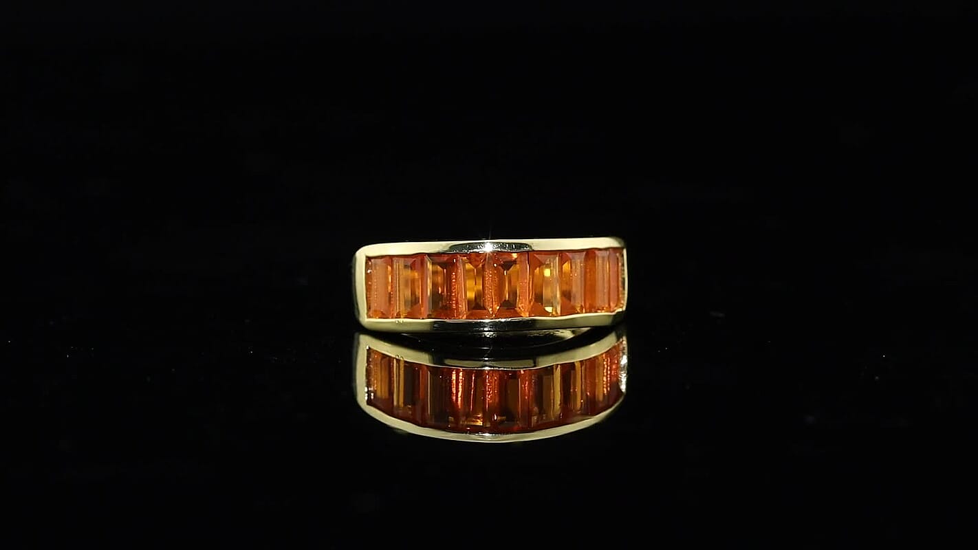 D''Joy AAAA Jalisco Fire Opal Band Ring in 18K Vermeil YG Over Sterling Silver (Size 6.0) 1.40 ctw