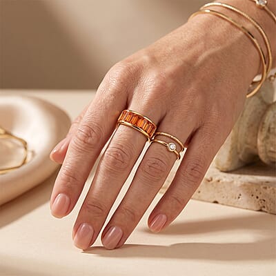 D'Joy AAAA Jalisco Fire Opal 1.40 ctw Band Ring in 18K Vermeil Yellow Gold Over Sterling Silver (Size 6.0)