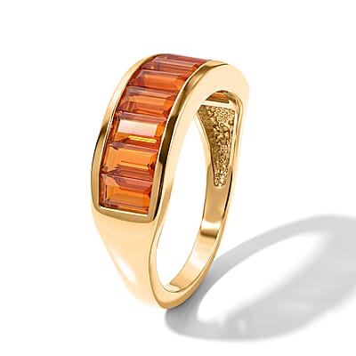 D'Joy AAAA Jalisco Fire Opal 1.40 ctw Band Ring in 18K Vermeil Yellow Gold Over Sterling Silver (Size 6.0)