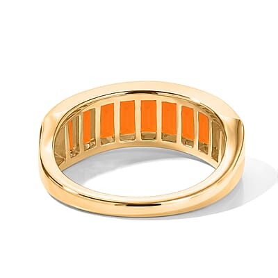 D'Joy AAAA Jalisco Fire Opal 1.40 ctw Band Ring in 18K Vermeil Yellow Gold Over Sterling Silver (Size 6.0)