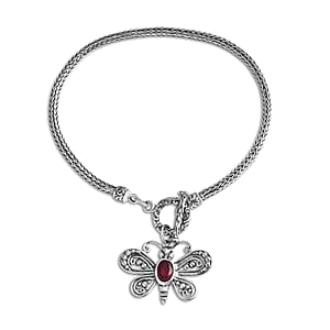 Bali Legacy Niassa Ruby (FF) 1.20 ctw Bracelet with Butterfly Charm in Sterling Silver (8.00 In)
