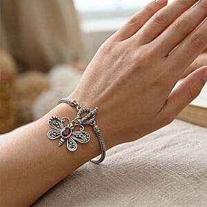 Bali Legacy Niassa Ruby (FF) 1.20 ctw Bracelet with Butterfly Charm in Sterling Silver (8.00 In)
