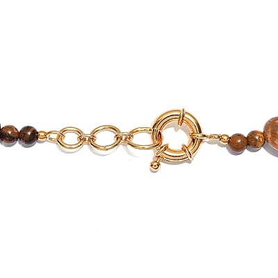 EverTrue Tigers Eye 250.00 ctw Beaded Necklace (18-19 Inches) in 18K YG Plated