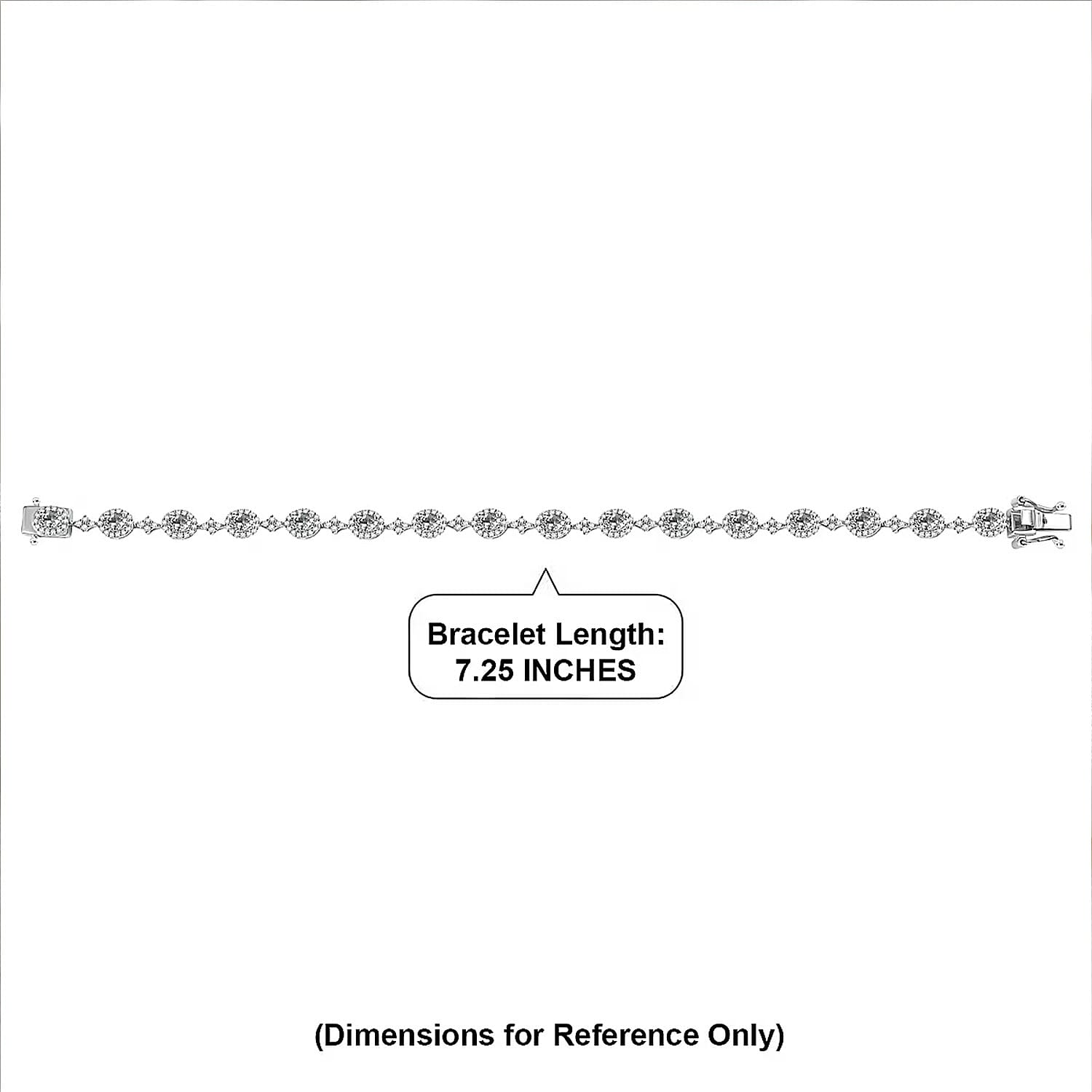 D'Joy Santa Maria Aquamarine, Moissanite 4.60 ctw Ocean Crown Bracelet in Rhodium Over Sterling Silver (7.25 In)