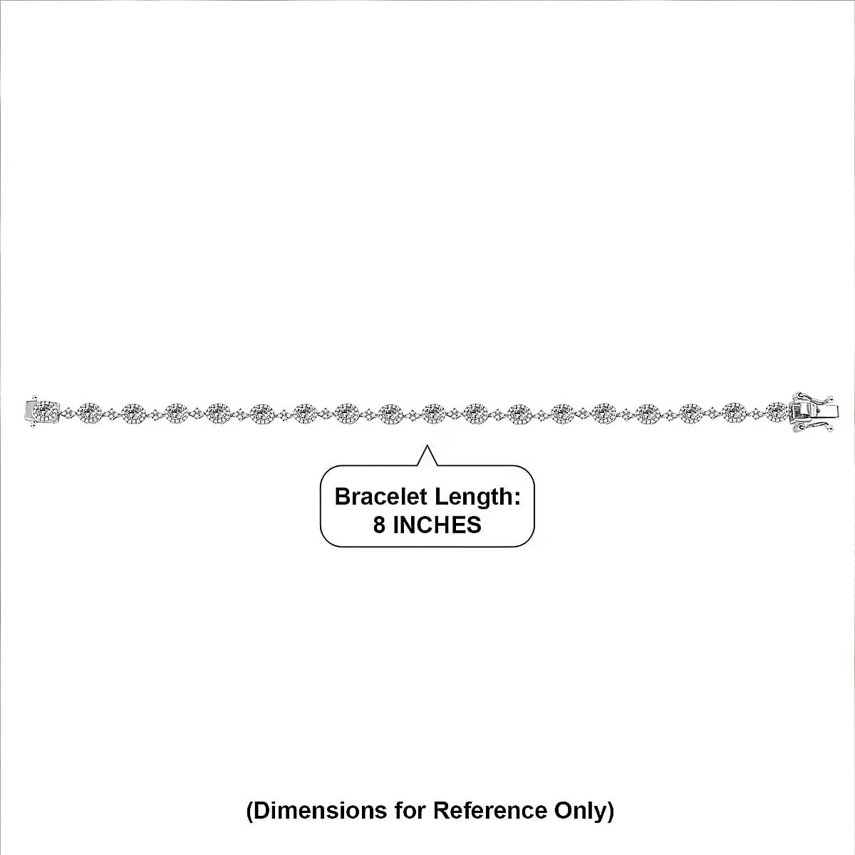 D'Joy Santa Maria Aquamarine, Moissanite 5.10 ctw Ocean Crown Bracelet in Rhodium Over Sterling Silver (8.00 In) image number 5