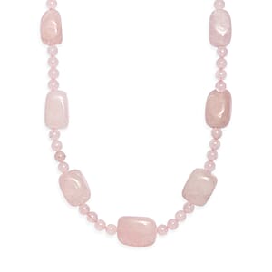 EverTrue Galilea Rose Quartz 355.00 ctw Beaded Necklace (18-19 Inches) in 18K YG Plated