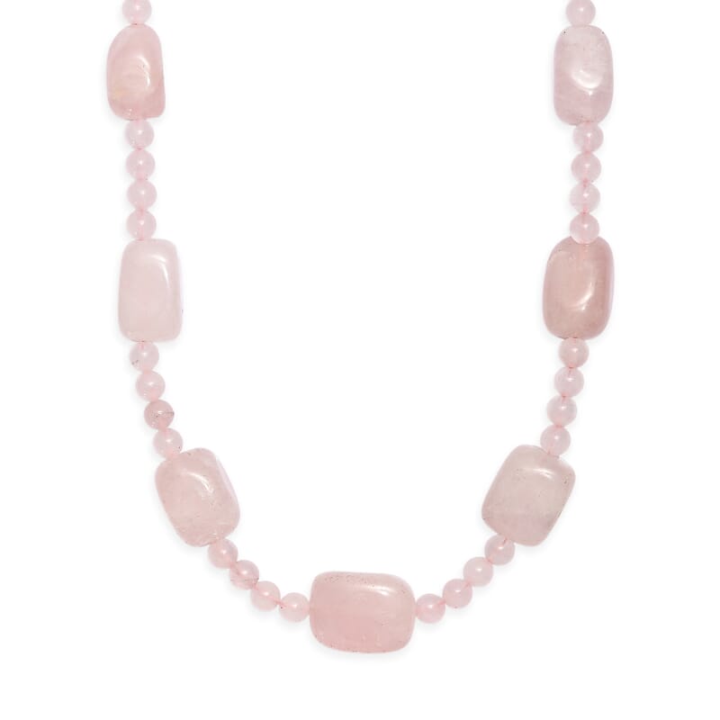 EverTrue Galilea Rose Quartz 355.00 ctw Beaded Necklace (18-19 Inches) in 18K YG Plated