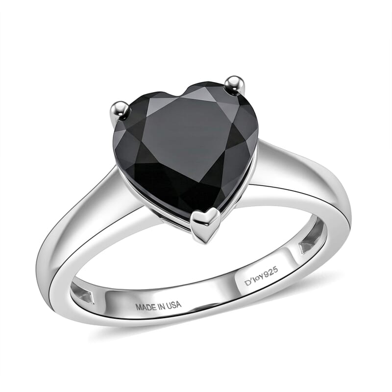 D'Joy Silver Shungite 1.25 ctw Ring in Platinum Over Sterling Silver (Size 6.0)