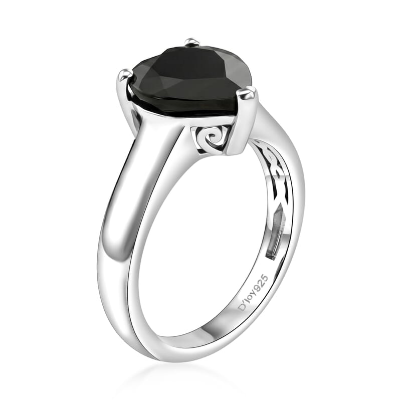 D'Joy Silver Shungite 1.25 ctw Ring in Platinum Over Sterling Silver (Size 7.0)