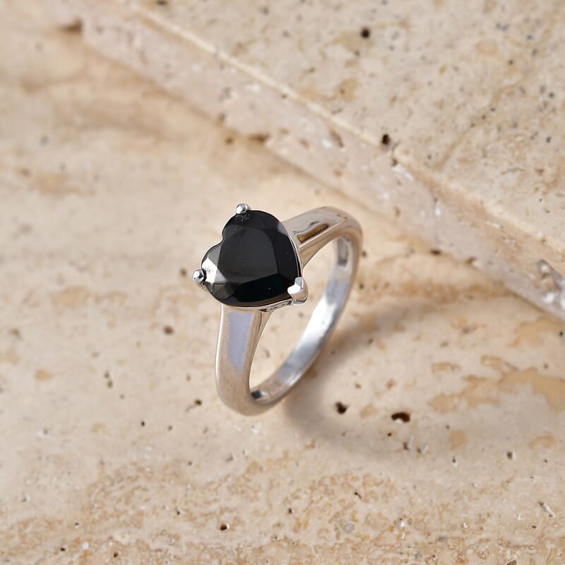 D'Joy Silver Shungite 1.25 ctw Ring in Platinum Over Sterling Silver (Size 8.0)