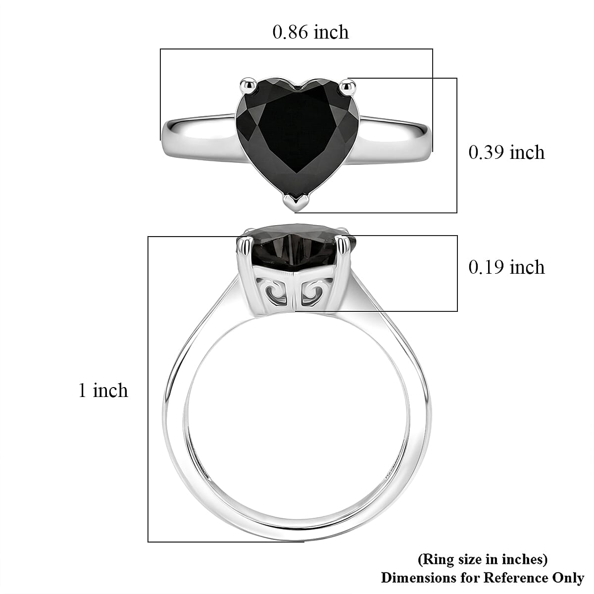 D'Joy Silver Shungite 1.25 ctw Ring in Platinum Over Sterling Silver (Size 8.0)