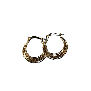 Greek Key Hoop Earrings in 10K Yellow Gold 1.1 Grams