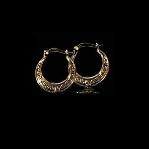 Greek Key Hoop Earrings in 10K Yellow Gold 1.1 Grams