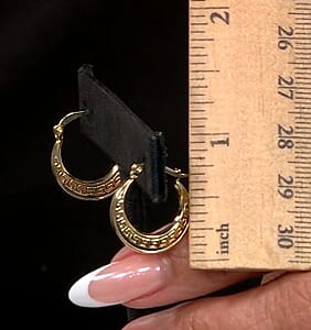 Greek Key Hoop Earrings in 10K Yellow Gold 1.1 Grams