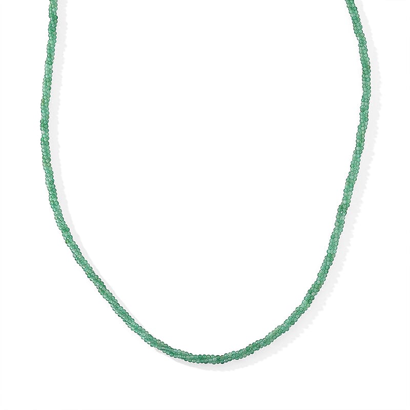 Verde Onyx 38.00 ctw Beaded Necklace (20-22 Inches) in Stainless Steel