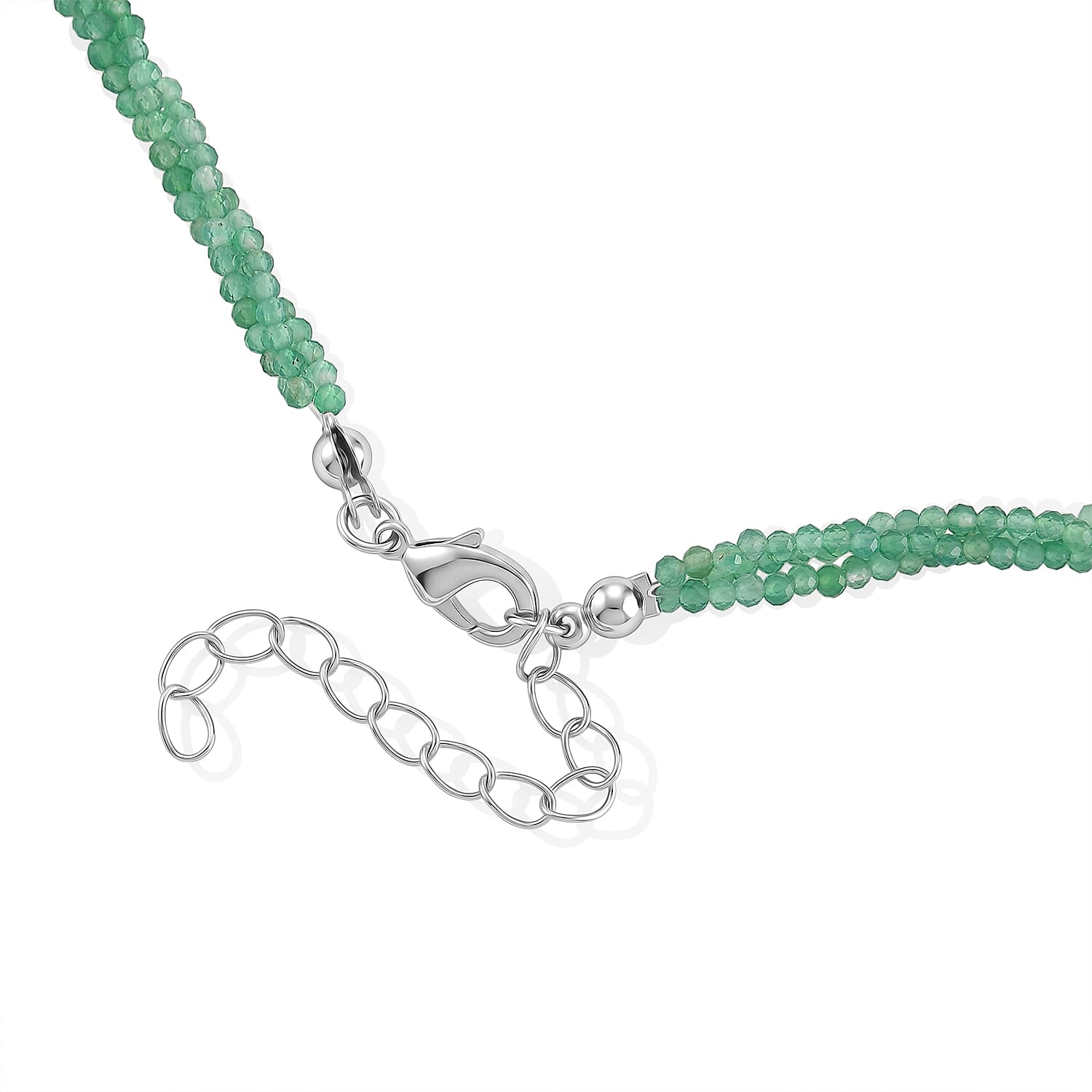 Verde Onyx 38.00 ctw Beaded Necklace (20-22 Inches) in Stainless Steel