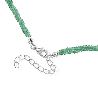Verde Onyx 38.00 ctw Beaded Necklace (20-22 Inches) in Stainless Steel
