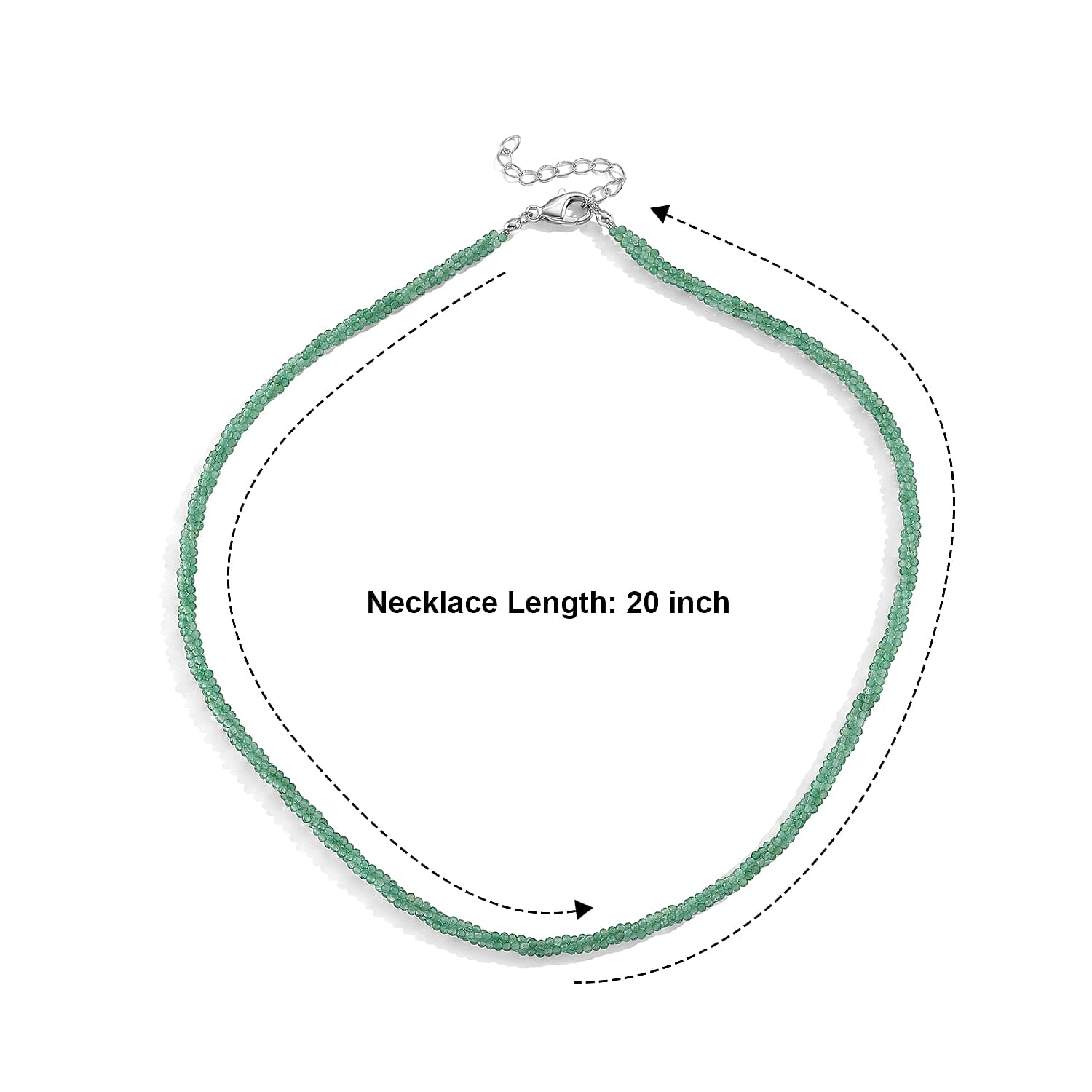 Verde Onyx 38.00 ctw Beaded Necklace (20-22 Inches) in Stainless Steel