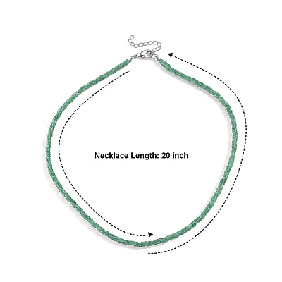 Verde Onyx 38.00 ctw Beaded Necklace (20-22 Inches) in Stainless Steel