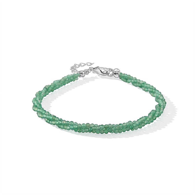 Verde Onyx 13.00 ctw Beaded Bracelet (7-9In) in Stainless Steel