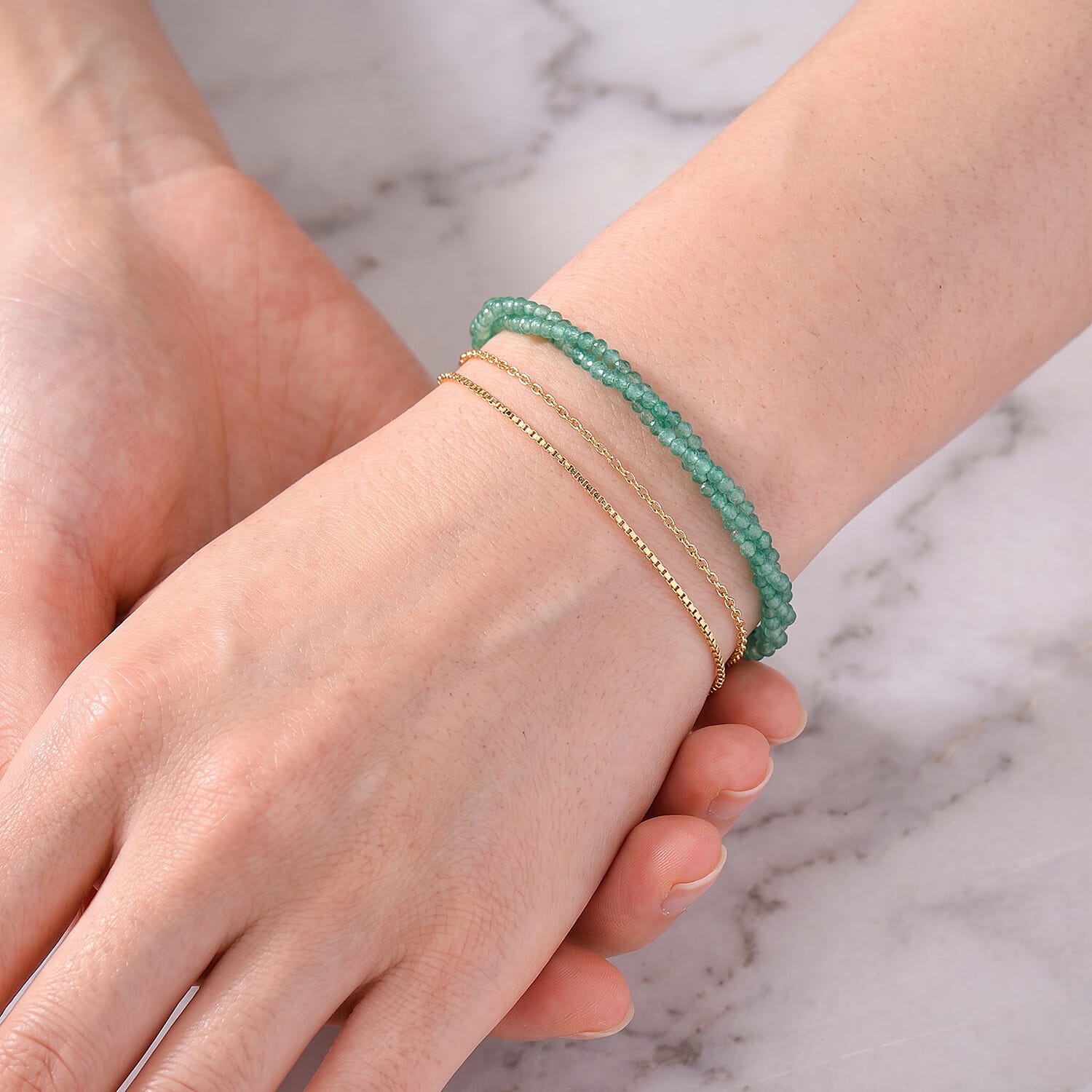 Verde Onyx 13.00 ctw Beaded Bracelet (7-9In) in Stainless Steel