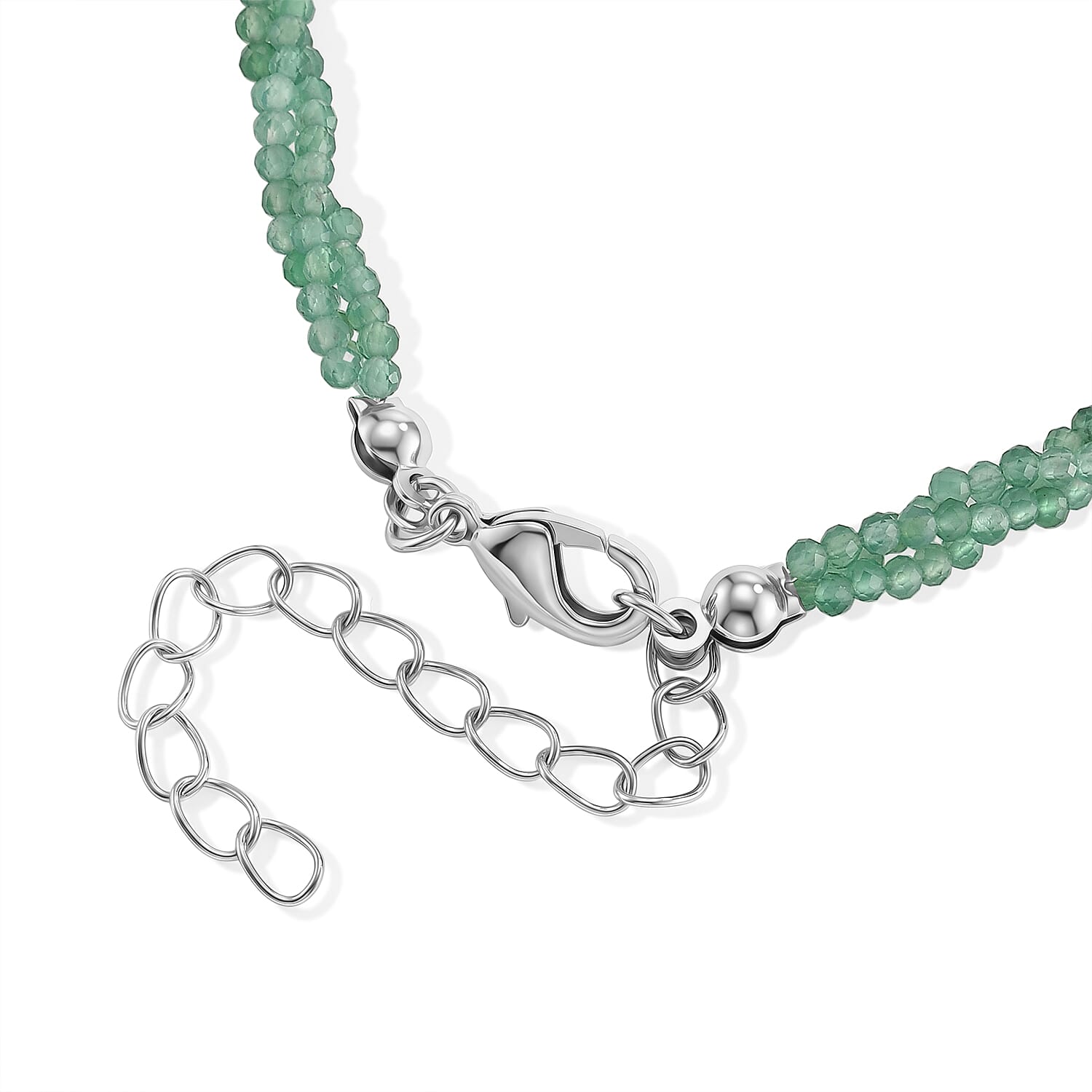 Verde Onyx 13.00 ctw Beaded Bracelet (7-9In) in Stainless Steel