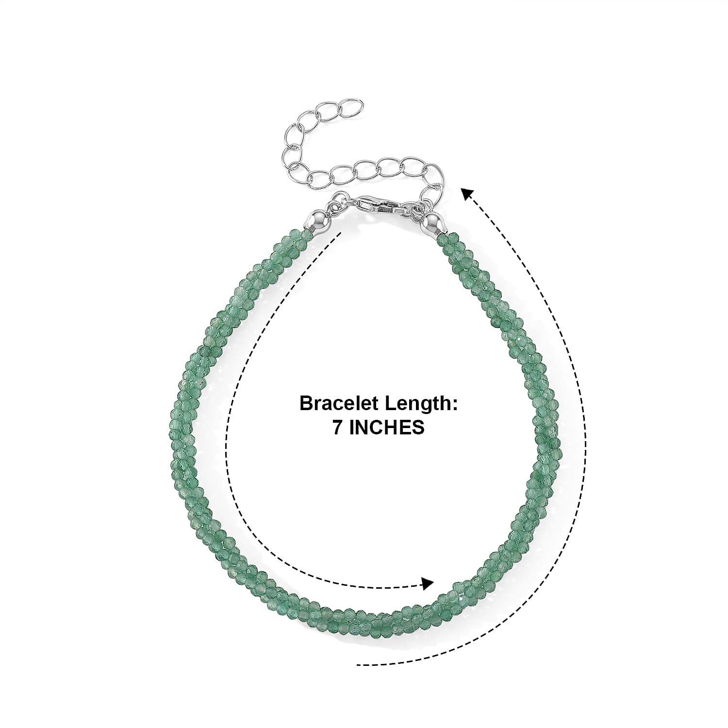 Verde Onyx 13.00 ctw Beaded Bracelet (7-9In) in Stainless Steel