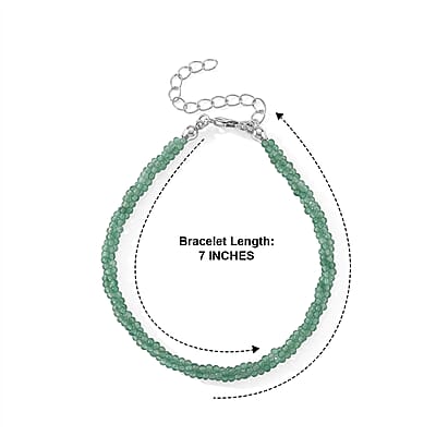Verde Onyx 13.00 ctw Beaded Bracelet (7-9In) in Stainless Steel