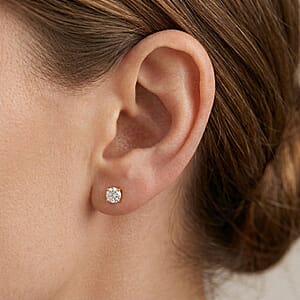 Moissanite 2.00 ctw Solitaire Stud Earrings in 10K Yellow Gold (Deliver in 7-10 days)